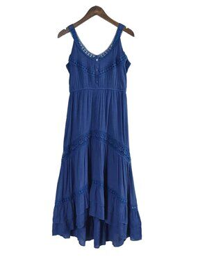 Rebellion Again Crochet Lace Tiered Boho Dress (L)